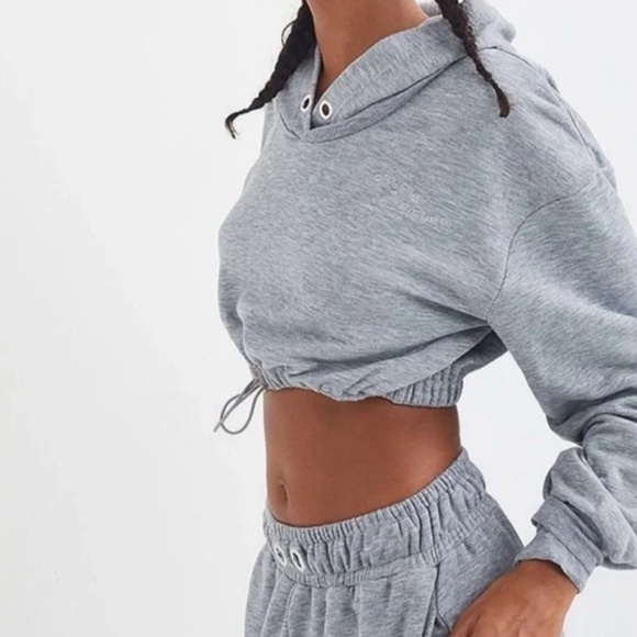 For Love And Lemons Light Gray Cropped Hoodie - Picture 2 of 7